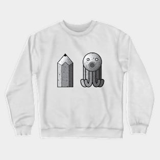 Pencil and Octopus Statues Crewneck Sweatshirt